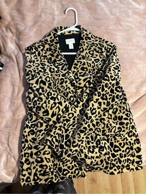 Chico's Leopard Print Jacket - Black & Tan